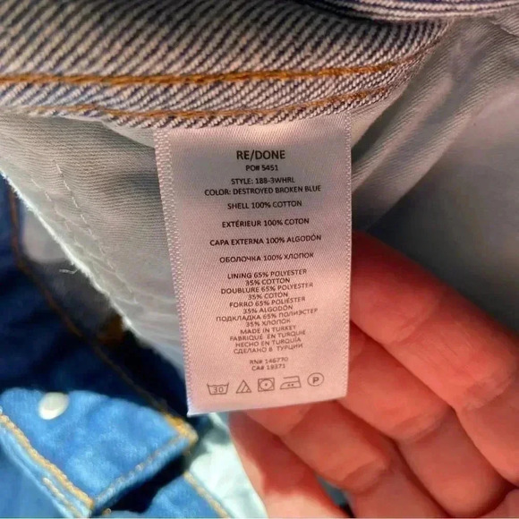 NWT Re/Done 90s High Rise Loose Jeans Destroyed Broken Blue size 27 - Picture 15 of 16